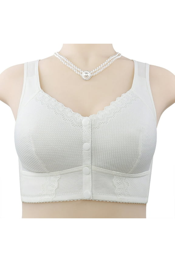 Bras for Women Wireless Bras Moona Bra For Senior Front Closure Breathable Bra For Seniors Wirefree Bras For Older Women Plus Size Bra Seamless Bras White 38