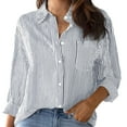 thumbnail image 1 of Alitao Button Down Shirt Long Sleeve Shirts Cotton Striped Button Down Shirt For Women Little Oversized Blouses Dress Shirts Work Tops Blouses for Women Dressy Casual Shirts for Women Gray 2XL, 1 of 3