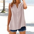 thumbnail image 1 of Alitao Button Down Shirts Linen Shirts Cotton Linen Shirts For Women Sleeveless Collared Tops Oversized Up Blouses Work Shirts Casual Summer Tshirt Tshirts Shirts Summer Tops Pink 2XL, 1 of 9