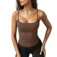 thumbnail image 1 of Alitao Camisole Tops for Women Going Out Tops Tank Tops Crop Tops Women Basic Double Lined Scoop Neck Adjustable Cami Tank Summer Sleeveless Tops Workout Tops Brown XS, 1 of 7