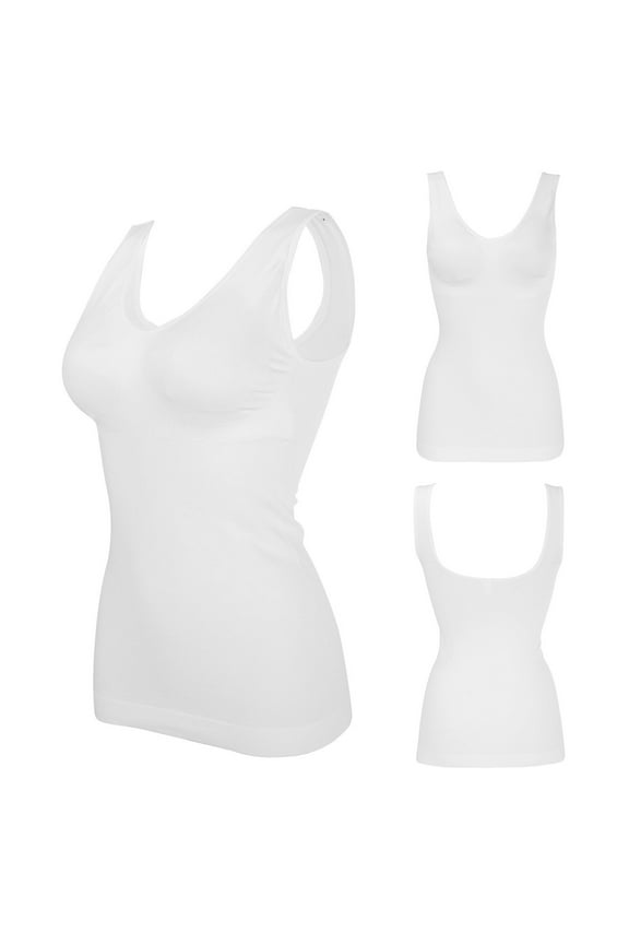 Corset Top High Waisted Underwear Women Shapewear Tank Tops Seamless Compression Vest Body Shaper Tank Top With Chest Pads Body Shaper Womens Underwear White 2XL