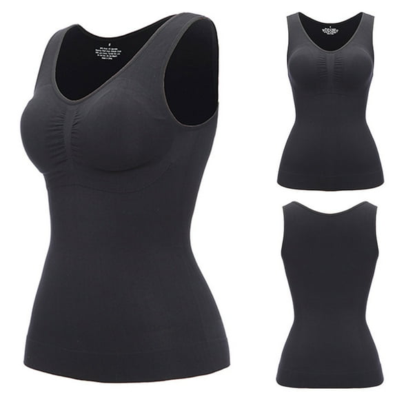 Alitao Corset Top High Waisted Underwear Women Shapewear Tank Tops Seamless Compression Vest Body Shaper Tank Top With Chest Pads Body Shaper Womens Underwear Black L