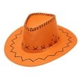 thumbnail image 1 of Alitao Cowboy Hat Western Hat Adult Casual Solid Suture Summer Western Fashion Cowboy Sun Hat Wide Brim Travel Sun Cap Wide Brim Hats Flat Cap Orange One Size, 1 of 2