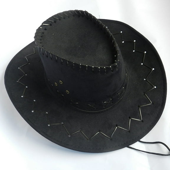 Alitao Cowboy Hat Western Hat Women Men Summer Western Cowboy Hat Shapeable Wide Brim Sun Hat Wide Brim Hats Flat Cap Black One Size