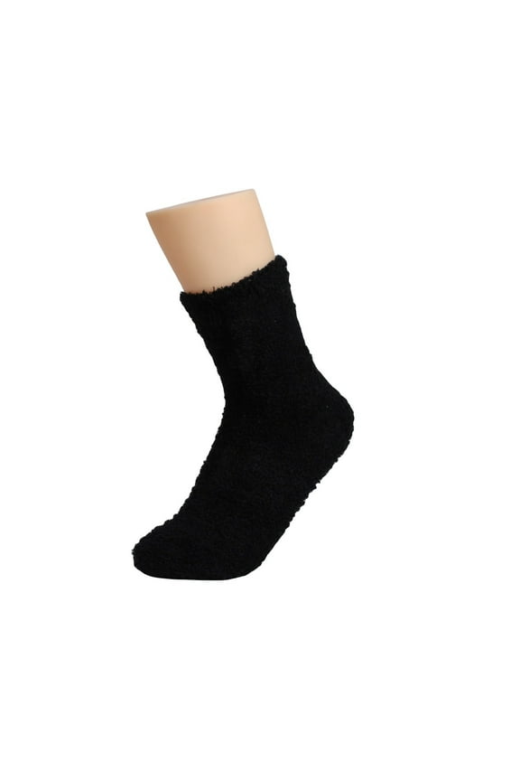 Crew Socks Fuzzy Socks Women's Solid Color 2 Pairs Plush Socks Winter Solid Color Thickened Floor Sleeping Plush Socks Warm Socks Black One Size