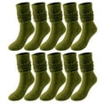 thumbnail image 1 of Alitao Crew Socks Slouch Socks 5 Pairs Soild Color Socks Women Thigh High Boot Socks Soft Scrunch Socks Fluffy Socks Cotton Socks Army Green One Size, 1 of 4