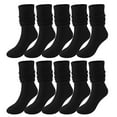 thumbnail image 1 of Alitao Crew Socks Slouch Socks 5 Pairs Soild Color Socks Women Thigh High Boot Socks Soft Scrunch Socks Fluffy Socks Cotton Socks Black One Size, 1 of 4