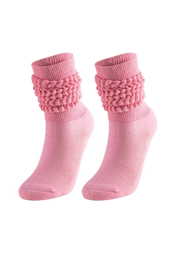 Crew Socks Slouch Socks Medium High Tube Bubble Socks Fashionable And Versatile Socks Men And Women Socks Of The Same Style Fluffy Socks Cotton Socks Pink One Size