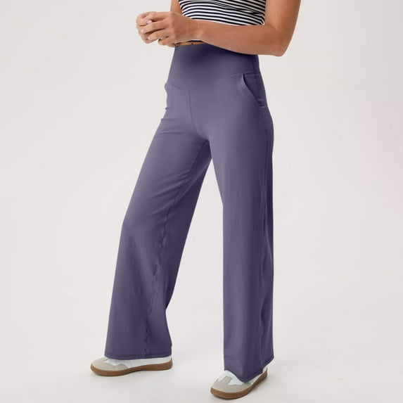 Alitao Dress Pants Women Petite Pants Women Wide Leg Yoga Pants With Pockets Stretch Straight Leg Dress Pant Tummy Flare Leggings Athletic Pant Work Pants Women Lounge Pants Women Purple XL