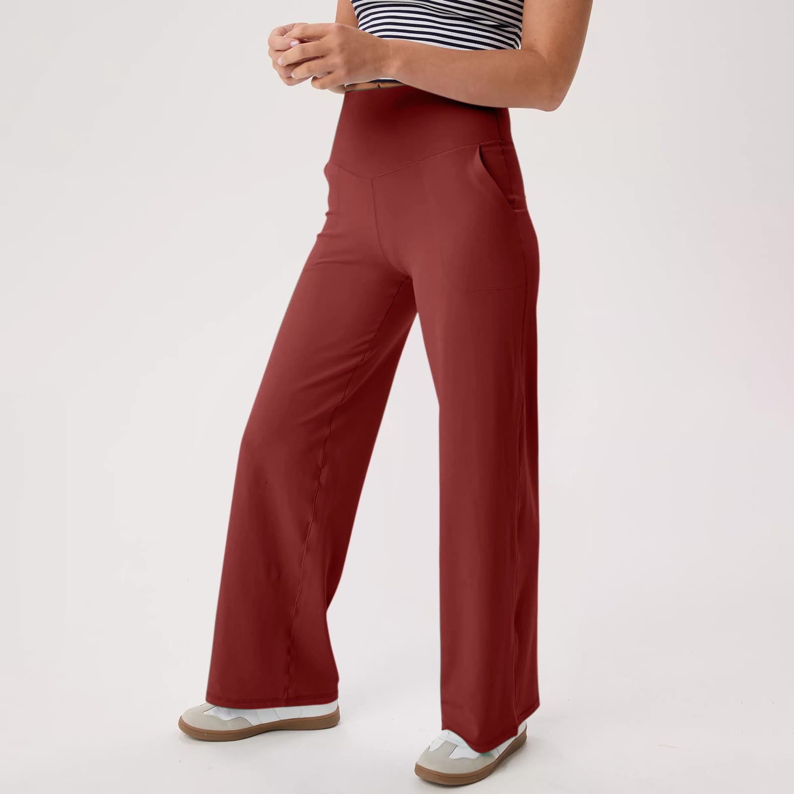 Alitao Dress Pants Women Petite Pants Women Wide Leg Yoga Pants With  Pockets Stretch Straight Leg Dress Pant Tummy Flare Leggings Athletic Pant  Work ...