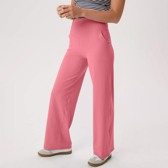 Alitao Dress Pants Women Petite Pants Women Wide Leg Yoga Pants With Pockets Stretch Straight Leg Dress Pant Tummy Flare Leggings Athletic Pant Work Pants Women Lounge Pants Women Pink L