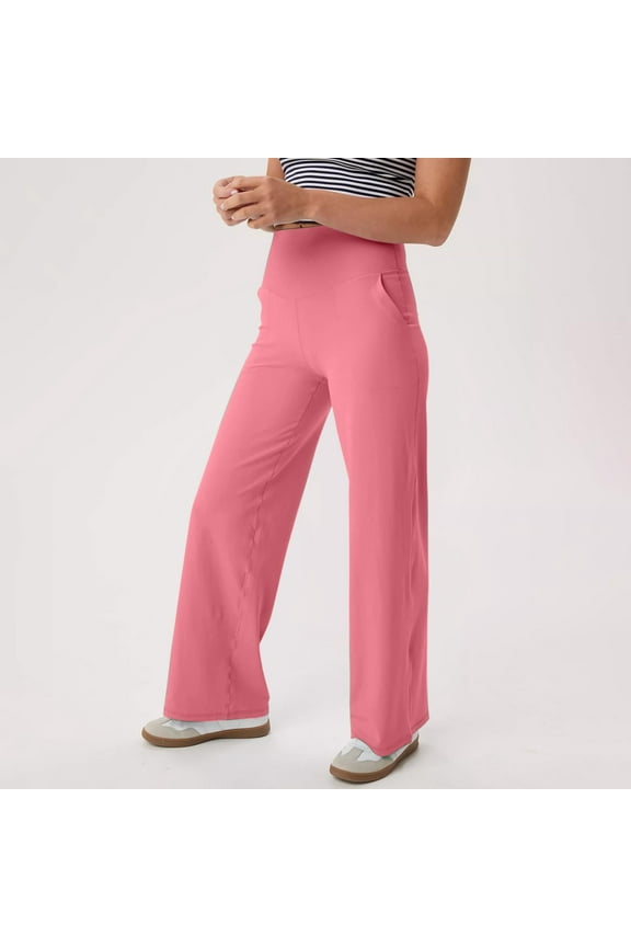 Dress Pants Women Petite Pants Women Wide Leg Yoga Pants With Pockets Stretch Straight Leg Dress Pant Tummy Flare Leggings Athletic Pant Work Pants Women Lounge Pants Women Pink M