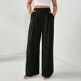 thumbnail image 1 of Alitao Dress Pants Women Petite Pants Women's Linen Pants Summer Wide Leg Work Dress Pants Casual Slacks Business Pant Cotton Linen Trouser With Pockets Work Pants Women Lounge Pants Women Black XL, 1 of 8