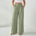 thumbnail image 1 of Alitao Dress Pants Women Petite Pants Women's Linen Pants Summer Wide Leg Work Dress Pants Casual Slacks Business Pant Cotton Linen Trouser With Pockets Work Pants Women Lounge Pants Women Green XL, 1 of 8