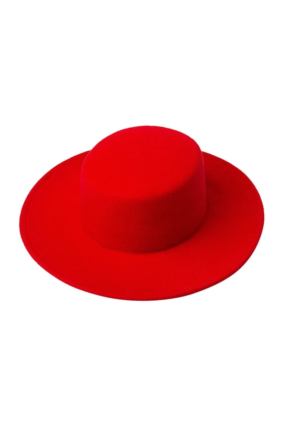 Fedora Hat Sun Hats Fashion Trendy Colour Boater ShapeSombrero Winter Warm Outdoor DressHat Wide Brim Hats Flat Cap Red 1 One Size