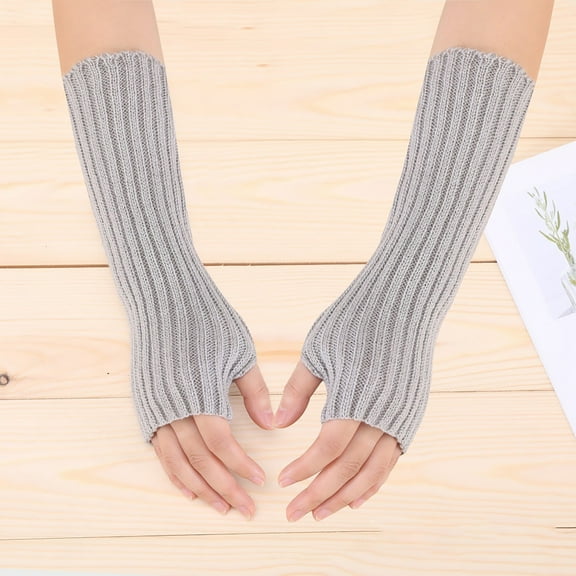 Alitao Fingerless Gloves Arm Sleeves Arm Warmers Gloves Winter Long Fingerless Gloves For Women Thumb Hole Gloves Mittens For Women And Men Cycling Gloves Gray One Size