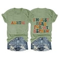 thumbnail image 1 of Alitao Graphic Tees Tshirts Shirts Aunt Shirt I'm Just Here For My Nephew T Shirts Auntie Tee Shirt Crewneck Cotton Short Sleeve T Shirts for Women Summer Shirts Army Green L, 1 of 4