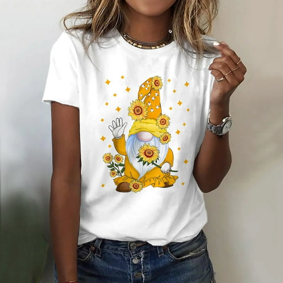 Alitao Graphic Tees Tshirts Shirts Women's Classic Version Type Cotton Short Sleeve Crewneck T Shirt Fun Printed Festival T Shirts for Women Summer Shirts White XL