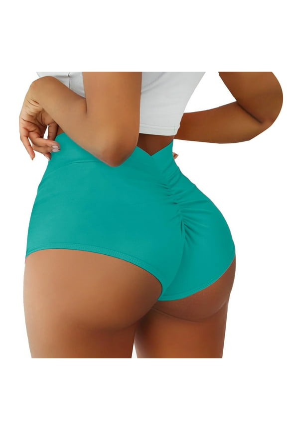 Gym Shorts Women Workout Shorts Women Scrunch Booty Shorts High Waisted Yoga Shorts Cut Out Bottoms Butt Lifting Short Mini Hot Pants Booty Shorts Yoga Shorts Mint Green L