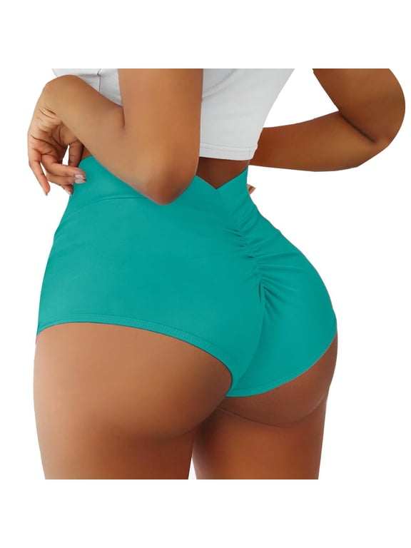Gym Shorts Women Workout Shorts Women Scrunch Booty Shorts High Waisted Yoga Shorts Cut Out Bottoms Butt Lifting Short Mini Hot Pants Booty Shorts Yoga Shorts Mint Green 2XL