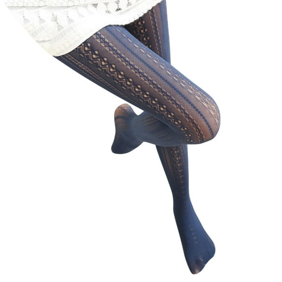 Alitao Leg Warmers Thigh High Stockings Women Retro Slim Transparent Carved Lace Stockings Pantyhose Hollow Socks Tights Stocking Fishnet Stockings Navy One Size