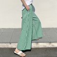 thumbnail image 1 of Alitao Lounge Pants Women Wide Leg Pants Woman Plaid Wide Leg Culotte Pants Gingham High Elastic Waisted Cropped Palazzo Pants With Pockets Baggy Pants Women'S Pants Green XL, 1 of 5