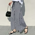 thumbnail image 1 of Alitao Lounge Pants Women Wide Leg Pants Woman Plaid Wide Leg Culotte Pants Gingham High Elastic Waisted Cropped Palazzo Pants With Pockets Baggy Pants Women'S Pants Black L, 1 of 5