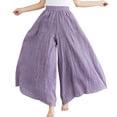 thumbnail image 1 of Alitao Maxi Skirt Linen Pants Women Cotton Linen Fashion Double Layer Elastic Waist Pants Culottes Material Comfortable Pants A Line Skirt Flowy Skirt Purple A, 1 of 2