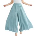 thumbnail image 1 of Alitao Maxi Skirt Linen Pants Women Cotton Linen Fashion Double Layer Elastic Waist Pants Culottes Material Comfortable Pants A Line Skirt Flowy Skirt Mint Green A, 1 of 2