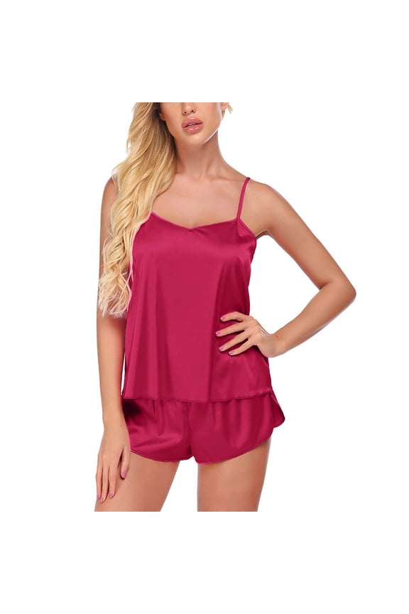 Pajamas for Women Set Silk Pajamas Womens Satin Pajamas Cami Shorts Set Nightwear Pajamas Set Lounge Sets Women'S Sleepwear Hot Pink 3XL