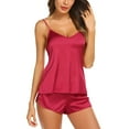 thumbnail image 1 of Alitao Pajamas for Women Set Silk Pajamas Womens Satin Pajamas Cami Shorts Set Nightwear Pajamas Set Lounge Sets Women'S Sleepwear Wine L, 1 of 7