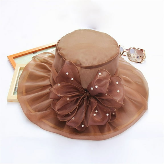 Alitao Party Hats Sun Hats Women's Church Kentucky Daily Cap Fascinator Bridal Tea Party Wedding Hat Wide Brim Hats Beach Hats Coffee One Size