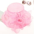 thumbnail image 1 of Alitao Party Hats Sun Hats Women's Church Kentucky Daily Cap Fascinator Bridal Tea Party Wedding Hat Wide Brim Hats Beach Hats Hot Pink One Size, 1 of 2