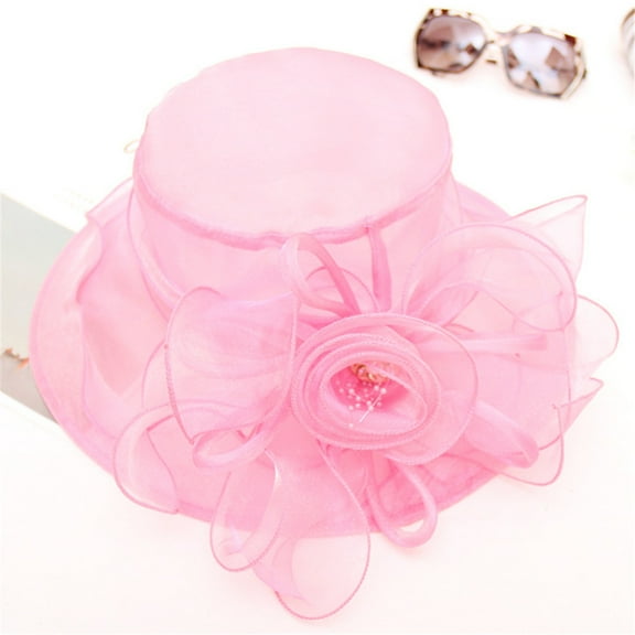 Alitao Party Hats Sun Hats Women's Church Kentucky Daily Cap Fascinator Bridal Tea Party Wedding Hat Wide Brim Hats Beach Hats Hot Pink One Size