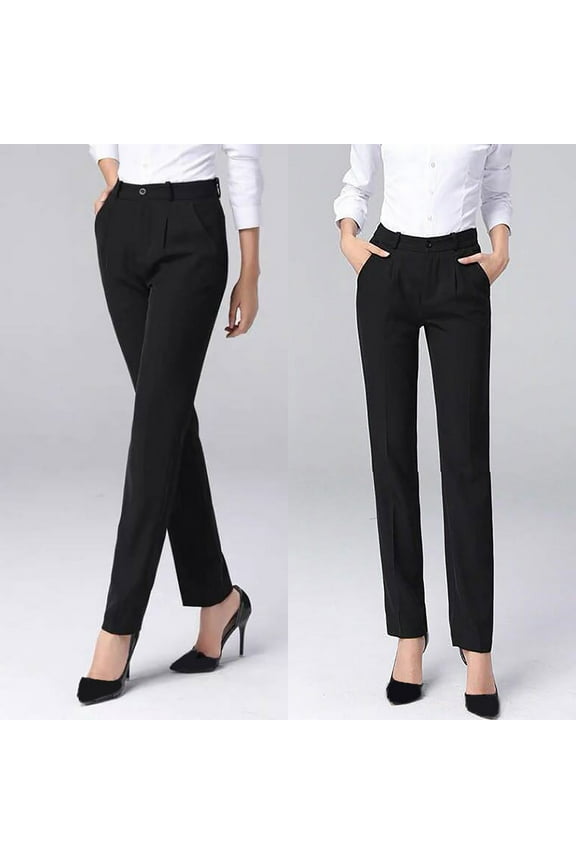 Petite Pants Dress Pants Women Work Straight Mid Waist Chinos Button Down Straight Long Trousers Pants Pants Suit Pants Work Pants Business Casual Pants High Waisted Pants Black L