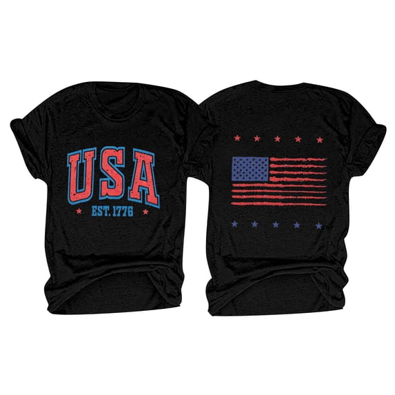 Alitao Red White And Blue Shirts,American Flag Shirt Women,usa shirts for women,T Shirts for Women,Summer Tops,Graphic Tees,Z1-Black,XL