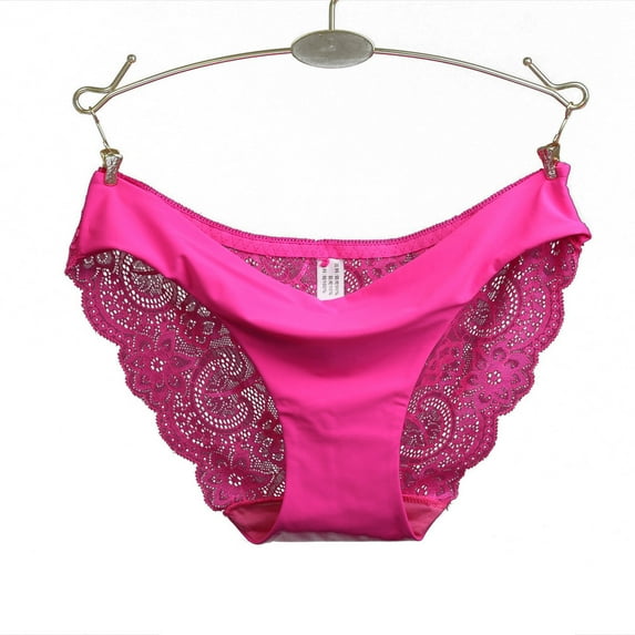 Alitao Seamless Underwear Thongs for Women Women lace Panties Seamless Cotton Panty Hollow briefs Underwear HOT/L No Show Underwear Womens Underwear Hot Pink L