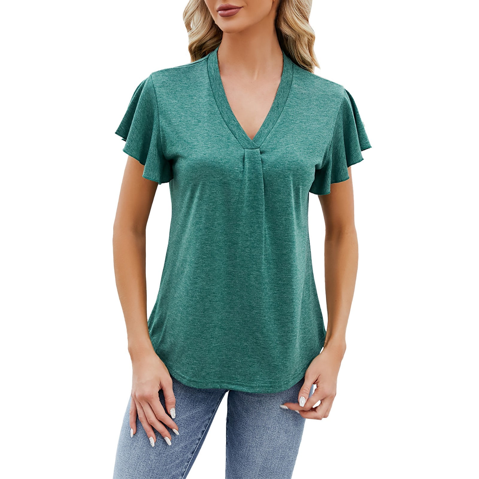Alitao T Shirts for Women Short Sleeve Shirts Women's Solid Color V ...