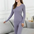 thumbnail image 1 of Alitao Thermal Underwear for Women Lounge Sets Round Neck Cotton Long Set Women's Thermal Underwear Thin Cotton Sweater Line Clothing Autumn And Winter Long Johns Womens Pajama Sets Blue 2XL, 1 of 3
