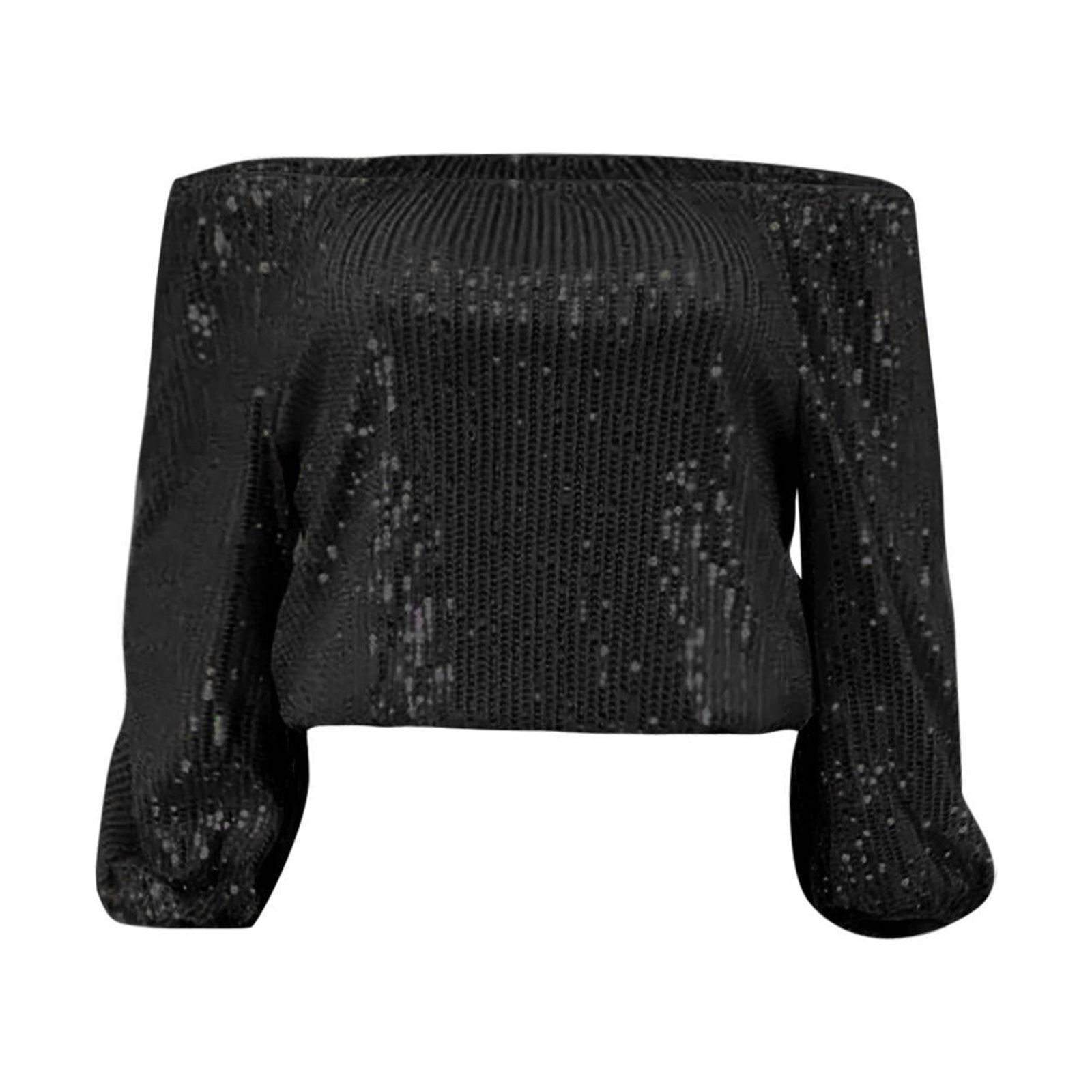 black sparkly evening tops