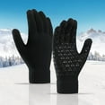 thumbnail image 1 of Alitao Winter Gloves Snow Gloves Winter Upgraded Touch-Screen Anti-Slip Gloves Elastic Cuff Thermal Soft Knit Lining Gloves For Men Women Compression Gloves Black One Size, 1 of 6