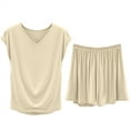 thumbnail image 1 of Alitao Womens Pajama Sets Bamboo Pajamas for Women Lounge Sets Summer Loungewear Set Tank Top And Shorts Trouser Suit Short Sweatsuit OutfitsPj Sets Matching Sets Women Clothing Beige L, 1 of 7