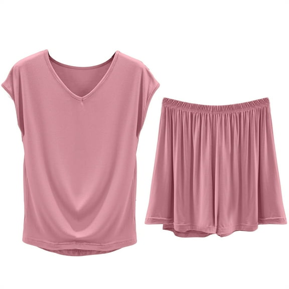 Alitao Womens Pajama Sets Bamboo Pajamas for Women Lounge Sets Summer Loungewear Set Tank Top And Shorts Trouser Suit Short Sweatsuit OutfitsPj Sets Matching Sets Women Clothing Pink 3XL