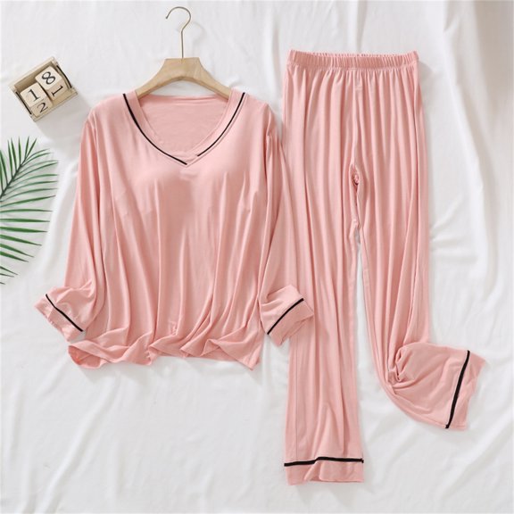 Alitao Womens Pajama Sets Lounge Sets Women's Petite Pajama Set Petite Length Tunic Top Wide Leg Pants Matching Pajamas Women'S Sleepwear Hot Pink L