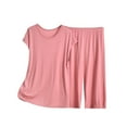 thumbnail image 1 of Alitao Womens Pajama Sets Lounge Sets Womens Capri Pajama Sets Summer Short Sleeve Top With Capri Pants Soft 2 Pajamas Matching Pajamas Women'S Sleepwear Pink 2XL, 1 of 6