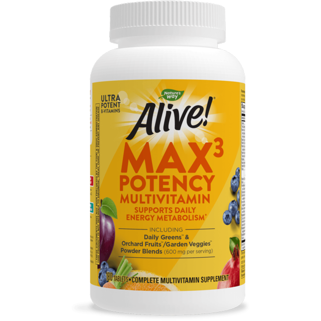 Alive! Max3 Daily Multivitamin Supplement with Iron, Max Potency, 180