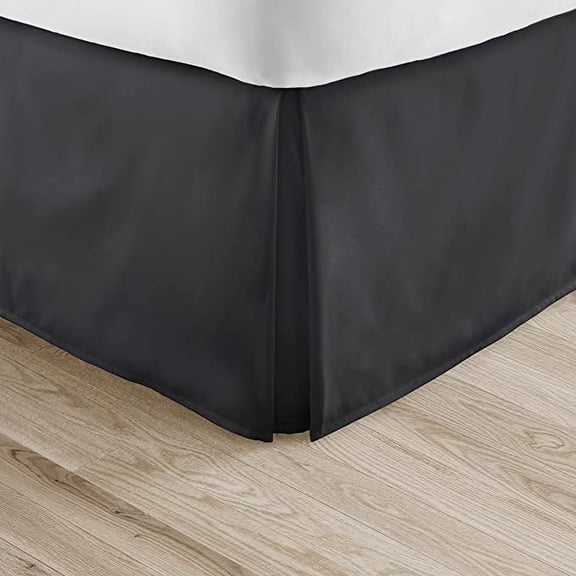 Alive Pixels Bed Skirt Black Solid 100% Cotton 1Pc 8 inch Drop 600TC (Queen, Black)