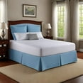 thumbnail image 1 of Alive Pixels Bed Skirt Blue Solid 100% Cotton Split Corner 1-Pc 18" inch Drop 800TC (Olympic Queen, Blue), 1 of 5