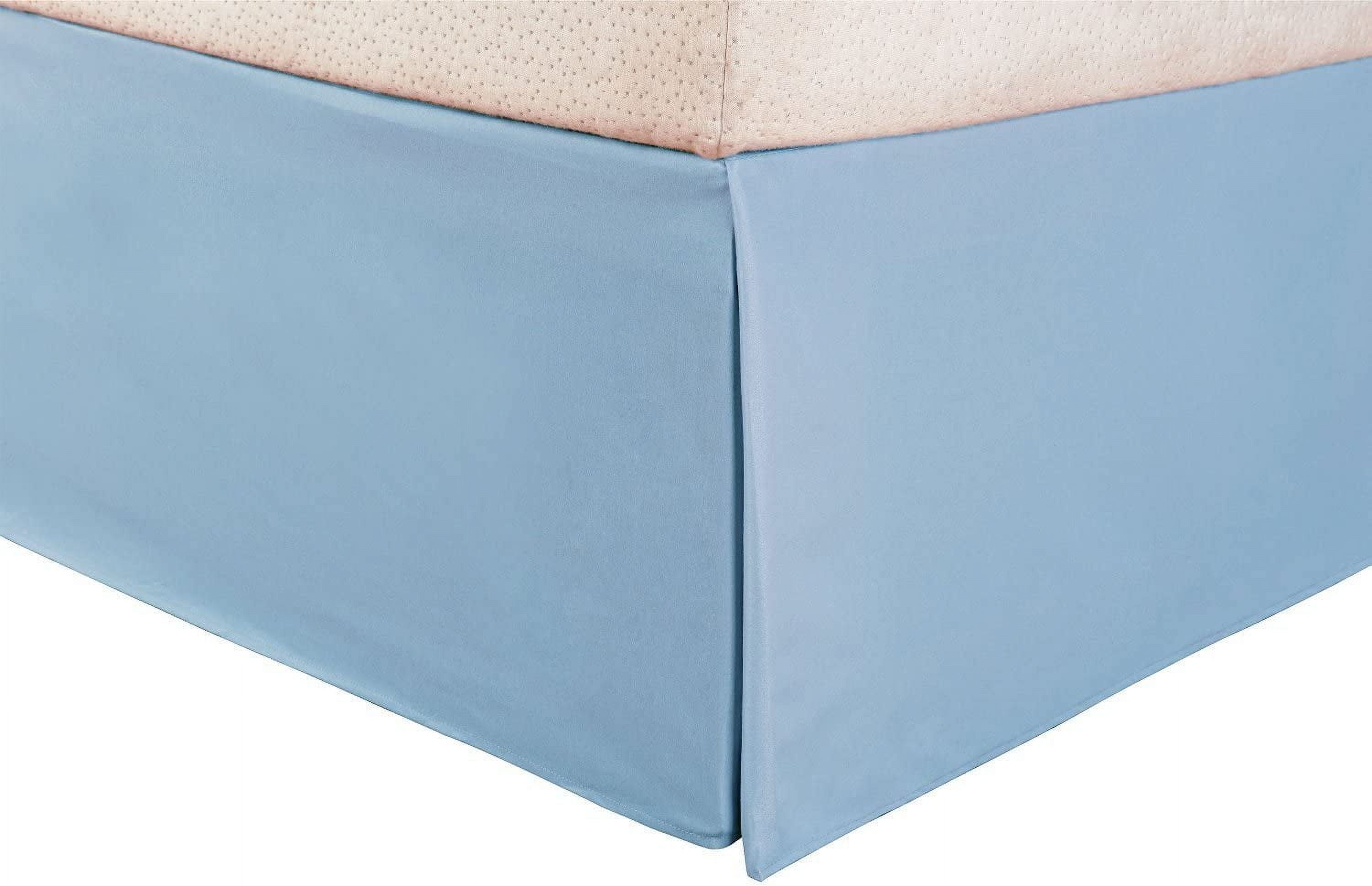 Alive Pixels Bed Skirt Blue Solid 100 Percent Cotton Split Corner Pleated 1-Pc Bed Skirt with 18 Inch Drop 300TC (Queen, Blue)