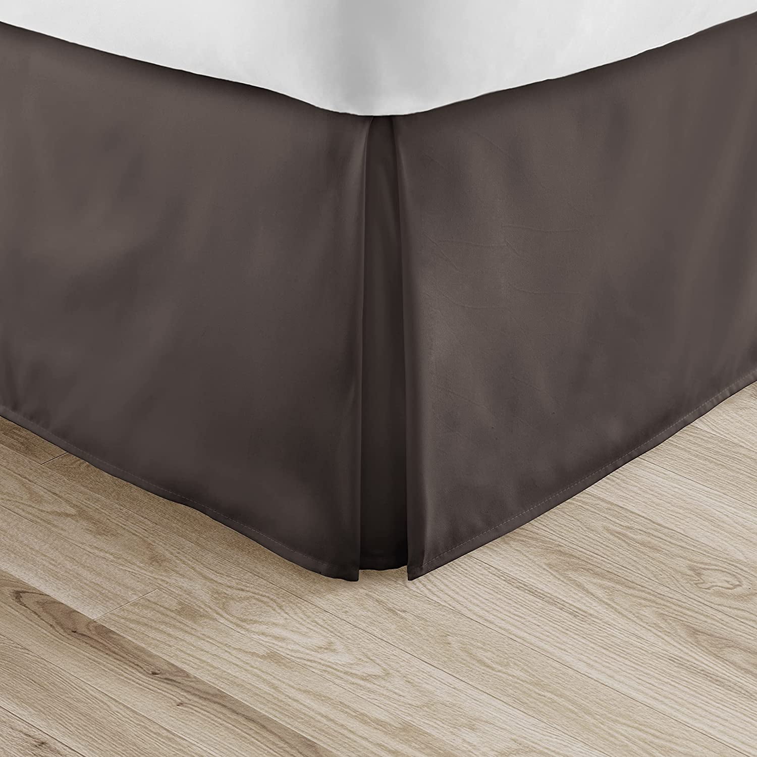 Alive Pixels Bed Skirt Chocolate Solid 100% Cotton 1Pc 12 inch Bed Skirt 800TC (King, Chocolate)